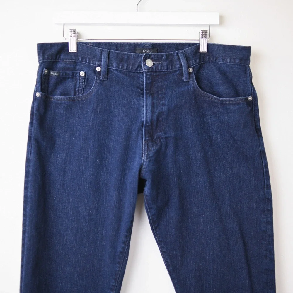 Polo Ralph Lauren Hampton Relaxed Straight Jeans Mens 36 x 32 Dark Blue Wash